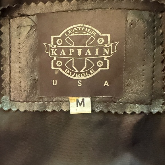 KAPTAIN BUBBLE Coat Mens M Rare Vintage Black Leather - Picture 9 of 10